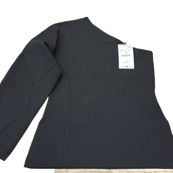 NWT Zara Black One-Shoulder Top - Picture 1 of 4